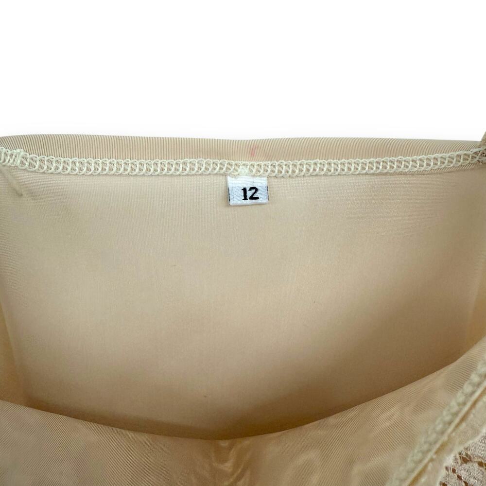 90s Vintage Nude Lace Stretch Camisole Tank Top, Size 12 (Fits like M) Coquette - Picture 5 of 5
